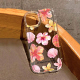 Pink Trumpet Flower Transparent Shockproof Soft TPU Phone Case For IPhone