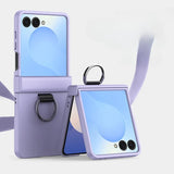 Skin Feel Hard Phone with Ring Hinge Protective Case for Samsung Galaxy Z Flip