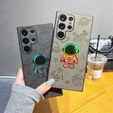 Cartoon Astronaut Leather Silicone Fall Prevention Case for Samsung Galaxy