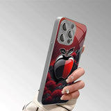 Creative Black Red For Apple Pattern Glass Electroplated Case For iPhone