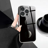 Simple Moon Love Pattern Tempered Glass Electroplated Case For iPhone