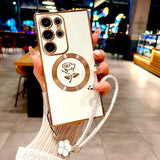 Plating TPU Rose Magnetic Case For Samsung Galaxy