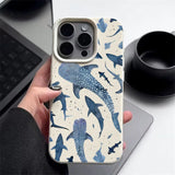 Ocean Shark Whale Pattern Leather Texture TPU Case For iPhone