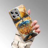 Minimalist Golden For Apple Print Tempered Glass Electroplated Case For iPhone