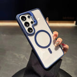 Transparent Magnetic Metal Lens Bracket Case For Samsung