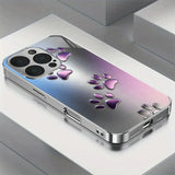 Purple Gradient Paw Pattern Glass Case For iPhone