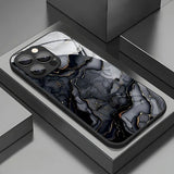 Black Marble Gradient Pattern Tempered Glass Case For iPhone