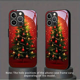 Red Christmas Decorative Tree Pattern Glass Phone Case For iPhone