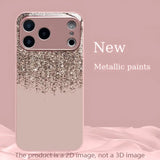 Minimalist Elegant Golden Dust Metallic Paint Glass Phone Case For iPhone