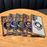 Luxury Magnetic Plating Stand Shockproof Clear Case For Samsung