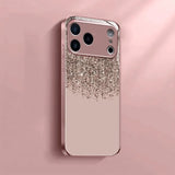 Minimalist Elegant Golden Dust Metallic Paint Glass Phone Case For iPhone
