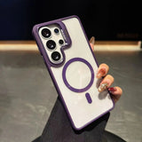 Transparent Magnetic Metal Lens Bracket Case For Samsung