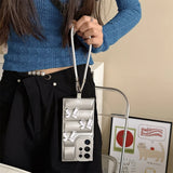 Cute Bowknot Down Jacket Wrist Strap Lanyard Case for Samsung Galaxy