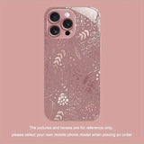 Creative Pink Flower Plants Pattern Metallic Paint Glass Phone Case For iPhone