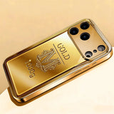 Gold Bar Letters Pattern Gold Paint Glass Case For iPhone