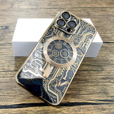 Mechanical Drawing Transparent Plating Case For iPhone