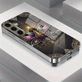 Mandala Lotus Pattern Electroplate Tempered Glass Case For Samsung