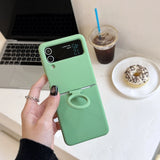 Original Fluorescence Color Liquid Silicone Ring Holder Case For Samsung Galaxy Z Flip