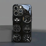Aviation Instrument Pattern Tempered Glass Case For iPhone