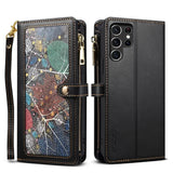 Crossbody Zipper Wallet Card Holder Lanyard Leather Case for Samsung