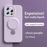 Invisible Stand Holder Magnetic Liquid Silicone Case for iPhone
