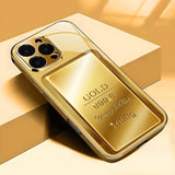 Gold Pure Gold Bar Pattern Gold Metallic Paint Glass Phone Case For iPhone