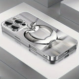 Transparent Crystal For Apple Pattern Tempered Glass Electroplated Case For iPhone