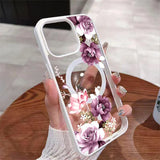 Lavender Pink Floral Print For Magnetic Phone Case for iPhone