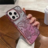 3D Bling Glitter Butterfly Quicksand Gradient Phone Case For iPhone