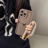 Cute Korean 3D Golden Love Heart Soft Case For iPhone