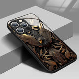 Luxury Eagle Pattern Tempered Glass Case For iPhone
