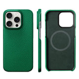 Cowhide Lychee Leather Magnetic Case for iPhone