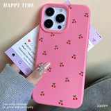 Cute Cartoon Cherry Graphic Silicone Soft Case For iPhone