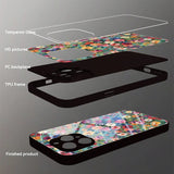 Style Colorful Floral Pattern HD Tempered Glass Case For iPhone