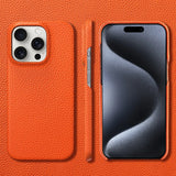 Cowhide Lychee Leather Magnetic Case for iPhone