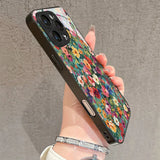 Style Colorful Floral Pattern HD Tempered Glass Case For iPhone