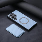 Carbon Fiber Style PU Leather Magnetic Case for Samsung Galaxy