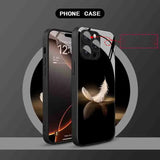 Luxury White Feather Pattern Tempered Glass Case For iPhone
