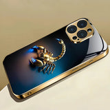 Cool Golden Scorpion Pattern Gold Metallic Paint Glass Case For iPhone