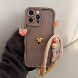 Cute Korean 3D Golden Love Heart Soft Case For iPhone