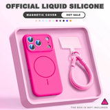 Magnetic Wrist Strap Liquid Silicone Phone Case For iPhone