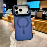 New Metal Bracket Frosted Matte Translucent  Magnetic Case For iPhone