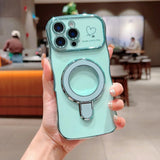 Plating Love Heart Magnetic  Phone Case For iPhone