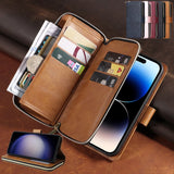 Zipper Leather Wallet Cards Bag Case For Samsung Galaxy