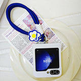 Ins Simple Solid Color Phone Case with Flower Hand Strap for Samsung Galaxy Z Flip