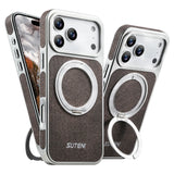 Rotating magnet ring folding stand leather magnetic phone case suitable For iPhone