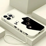Cute Cartoon Black Cat Silicone Case for iPhone