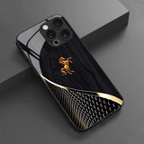 Stylish Golden Horse Pattern Tempered Glass Phone Case For iPhone