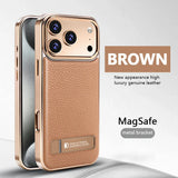 Genuine Leather Electroplated Magnetic Case For iPhone