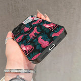 Pink Leopard Print Tempered Glass Phone Case For iPhone